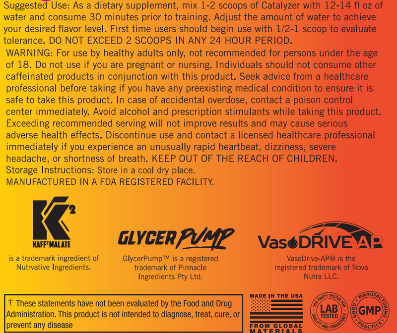 Catalyzer - Ultimate Preworkout Formula. High Stim, Pump, Strength and Focus